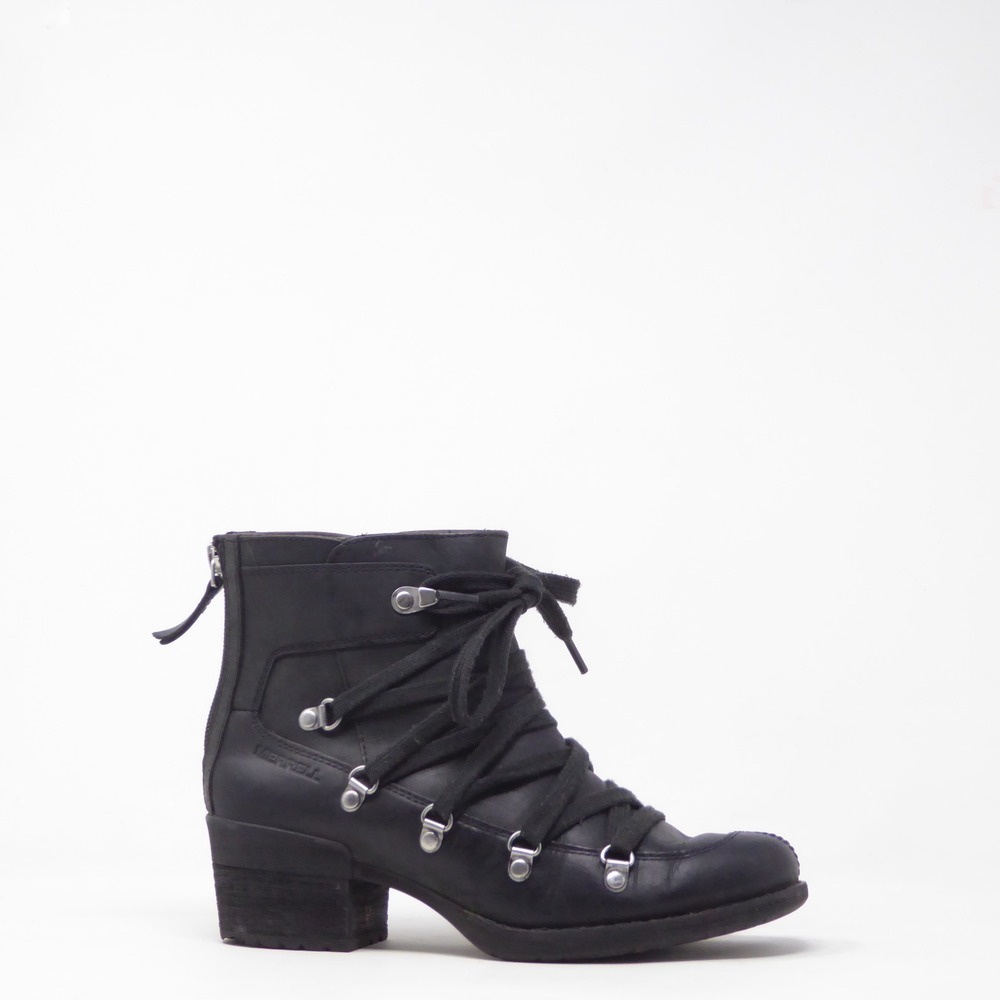 Merrell Womens Shiloh II Lace Boots Black Leather Ankle Booties 6